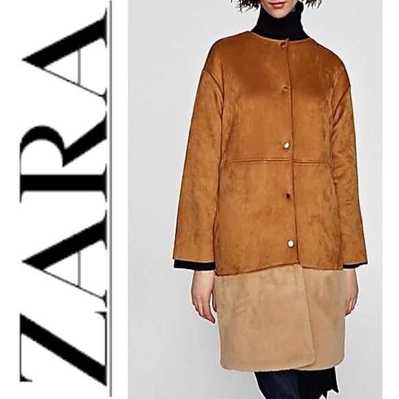ZARA FAUX SUEDE/FUR BOTTOM TRIM - Picture 1 of 5